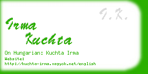 irma kuchta business card